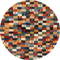 Round Machine Washable Contemporary Brass Green Rug, wshcon1562