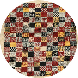 Round Machine Washable Contemporary Saffron Red Rug, wshcon1564