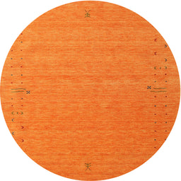 Round Machine Washable Contemporary Orange Red Rug, wshcon156