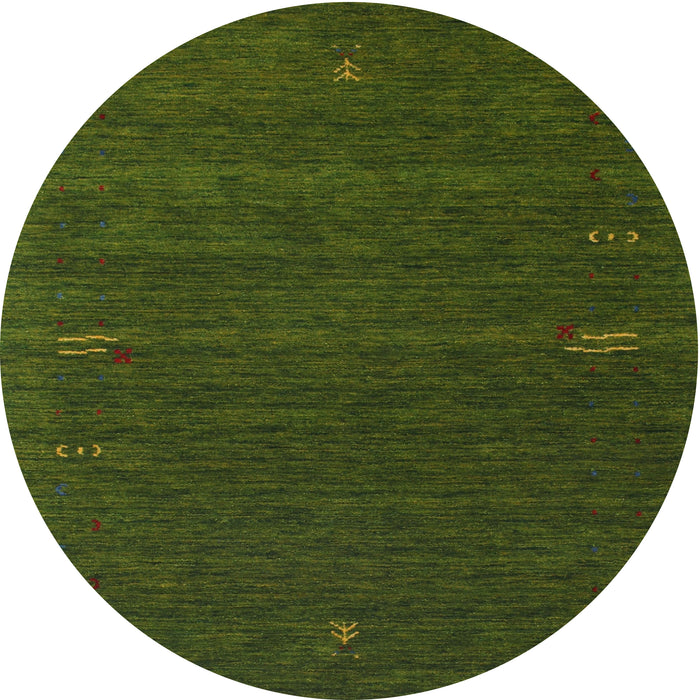 Round Contemporary Dark Forest Green Modern Rug, con157