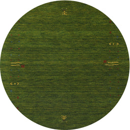 Round Machine Washable Contemporary Dark Forest Green Rug, wshcon157