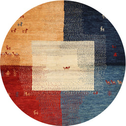 Round Contemporary Camel Brown Modern Rug, con1583