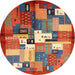 Round Contemporary Red Modern Rug, con1590