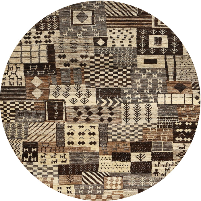 Round Machine Washable Contemporary Bakers Brown Rug, wshcon1598