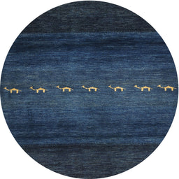 Round Contemporary Blue Modern Rug, con1599