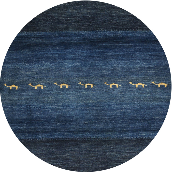 Round Contemporary Blue Modern Rug, con1599