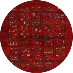 Round Machine Washable Contemporary Brown Red Rug, wshcon1600