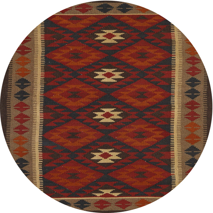 Round Contemporary Reddish Brown Oriental Rug, con1602