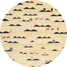 Round Contemporary Sun Yellow Solid Rug, con1603