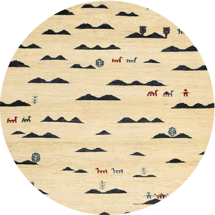 Round Contemporary Sun Yellow Solid Rug, con1603