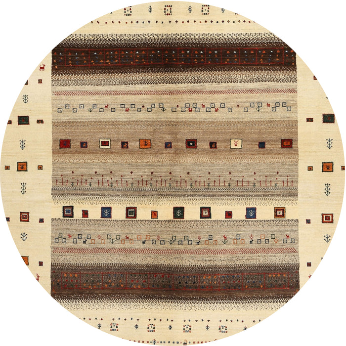 Round Contemporary Brown Gold Solid Rug, con1606