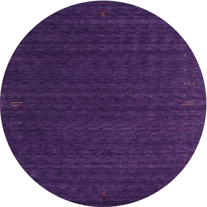 Round Machine Washable Contemporary Purple Rug, wshcon1619