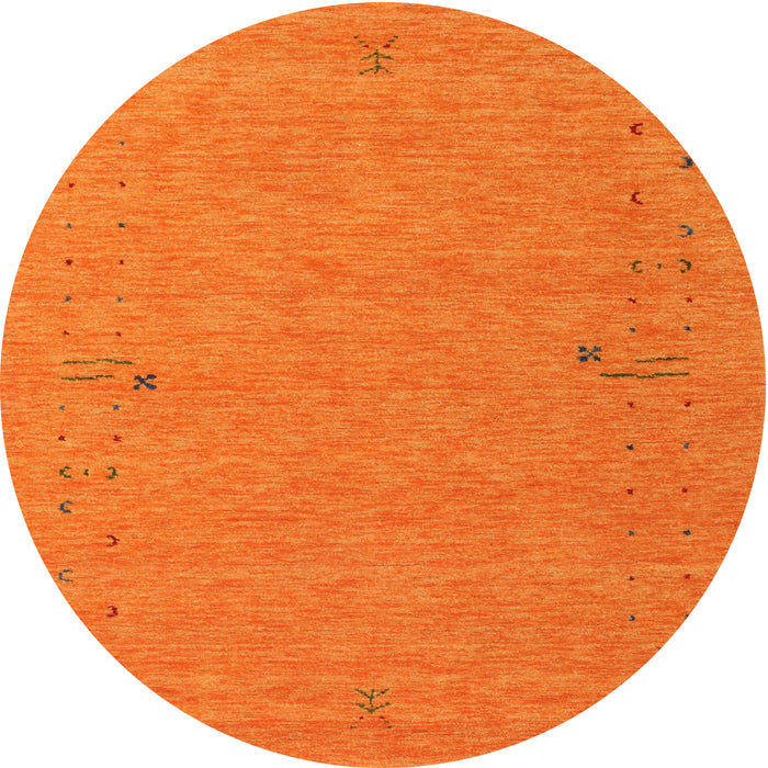 Round Machine Washable Contemporary Orange Red Rug, wshcon161