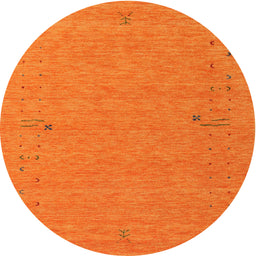 Round Contemporary Orange Red Modern Rug, con161