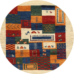 Round Contemporary Red Brown Modern Rug, con1622