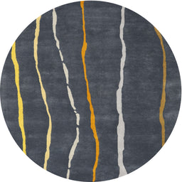 Round Machine Washable Contemporary Cloudy Gray Rug, wshcon1637