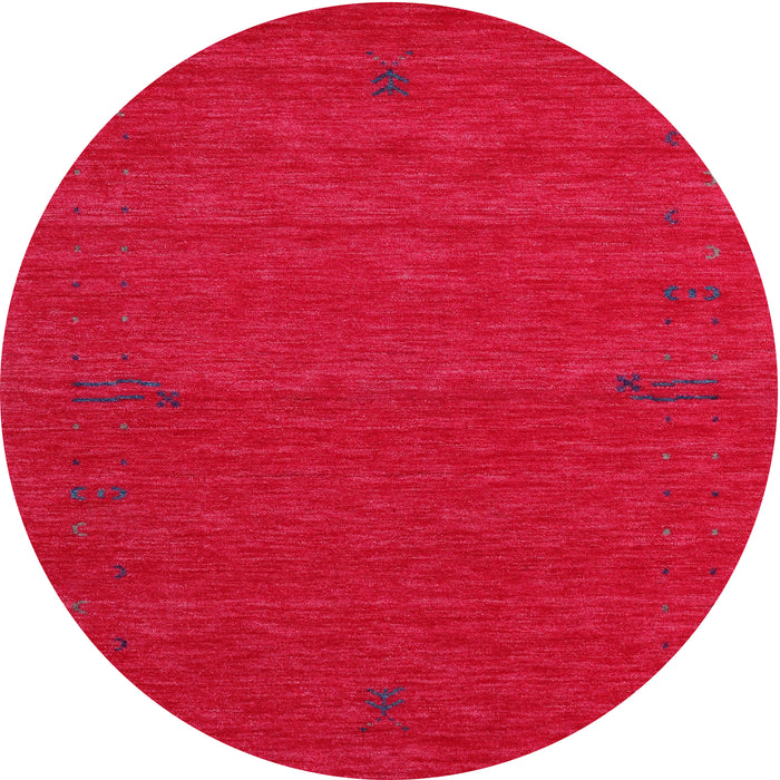 Round Machine Washable Contemporary Red Rug, wshcon1638