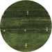 Round Contemporary Dark Forest Green Modern Rug, con1640