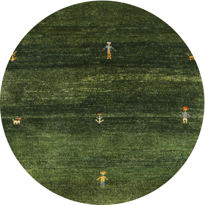 Round Machine Washable Contemporary Dark Forest Green Rug, wshcon1640