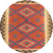 Round Contemporary Red Oriental Rug, con1647