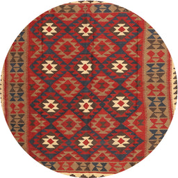 Round Machine Washable Contemporary Red Rug, wshcon1650
