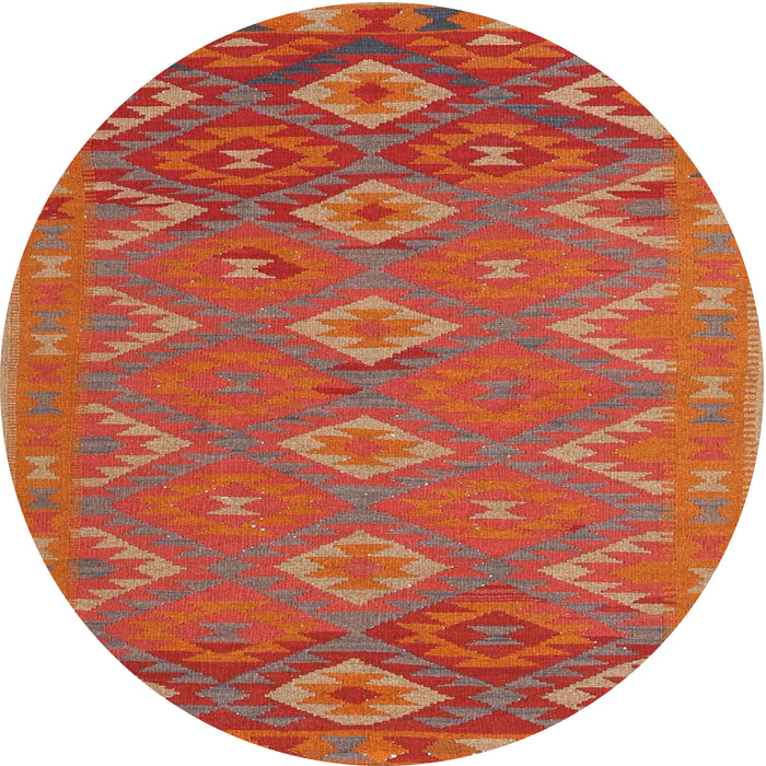 Round Contemporary Neon Red Oriental Rug, con1653