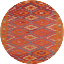 Round Machine Washable Contemporary Neon Red Rug, wshcon1653