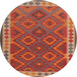 Round Machine Washable Contemporary Red Rug, wshcon1654