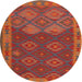 Round Contemporary Red Oriental Rug, con1655