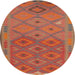 Round Contemporary Red Oriental Rug, con1656