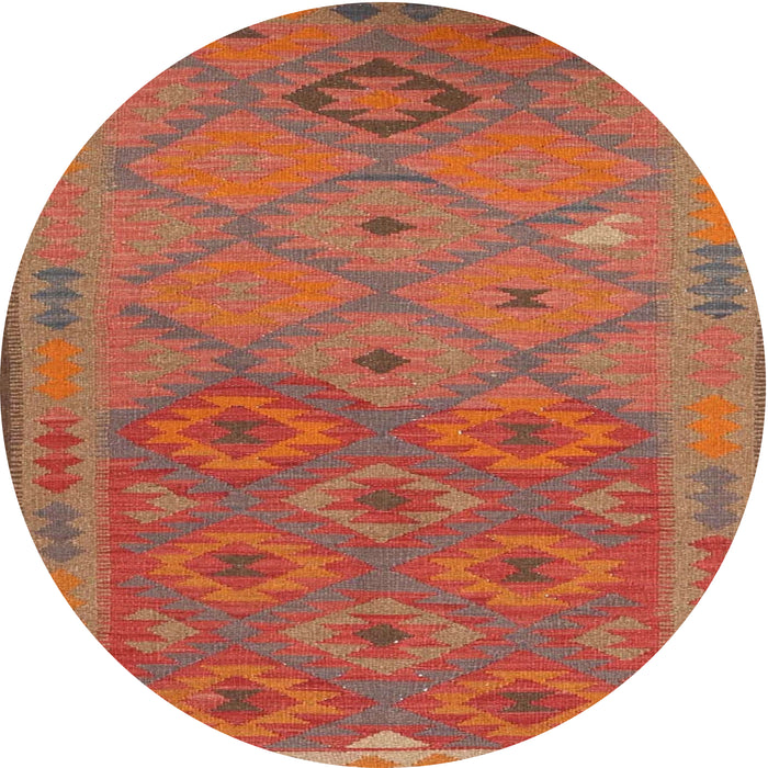 Round Machine Washable Contemporary Fire Red Rug, wshcon1656