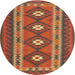 Round Contemporary Light Brown Oriental Rug, con1658