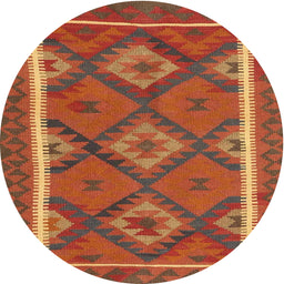 Round Machine Washable Contemporary Neon Red Rug, wshcon1659