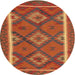 Round Contemporary Neon Red Oriental Rug, con1659