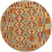 Round Contemporary Red Southwestern Rug, con1664