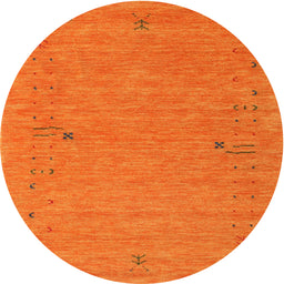 Round Contemporary Orange Red Modern Rug, con166