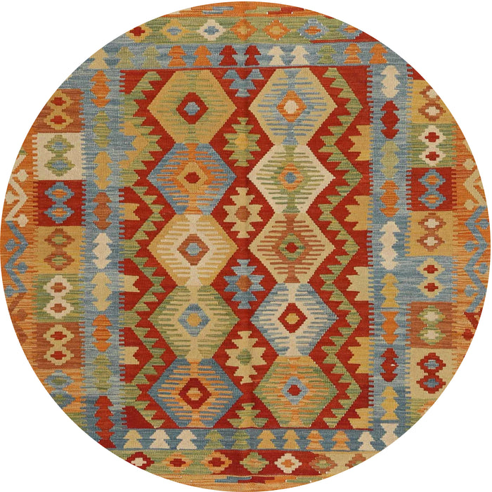 Round Contemporary Red Oriental Rug, con1674