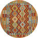 Round Contemporary Red Oriental Rug, con1674