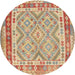 Round Contemporary Chocolate Brown Southwestern Rug, con1677