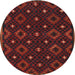 Round Machine Washable Contemporary Tomato Red Rug, wshcon1680