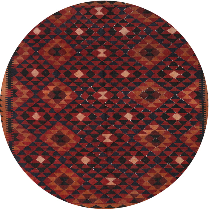 Round Contemporary Red Oriental Rug, con1680