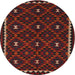 Round Contemporary Dark Brown Oriental Rug, con1682