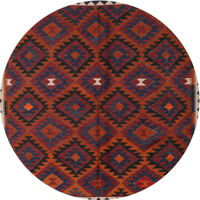 Round Contemporary Red Oriental Rug, con1683
