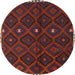 Round Contemporary Red Oriental Rug, con1683