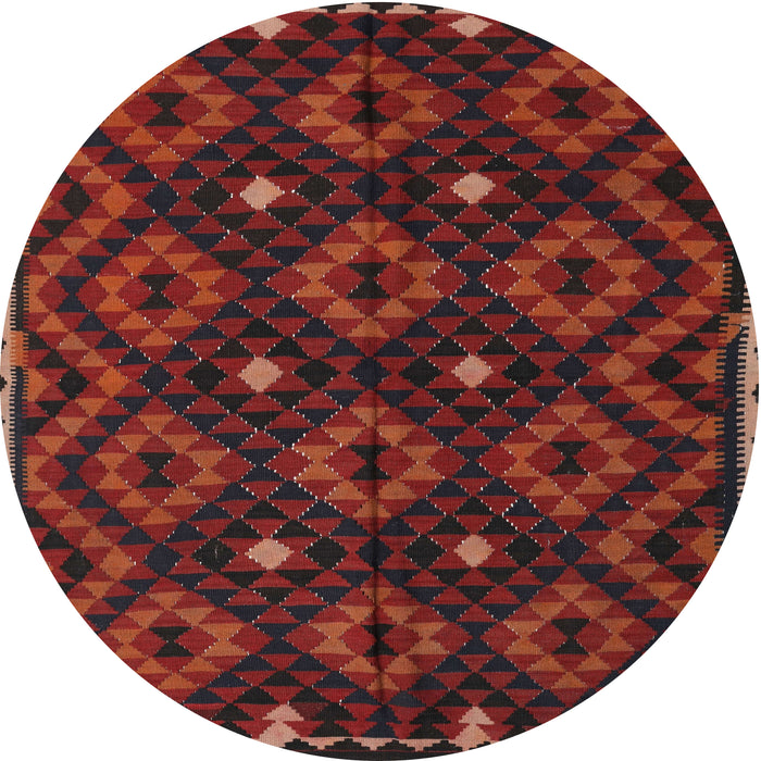 Round Contemporary Reddish Brown Oriental Rug, con1684