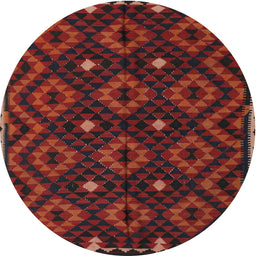 Round Machine Washable Contemporary Sepia Brown Rug, wshcon1684