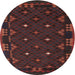 Round Contemporary Reddish Brown Southwestern Rug, con1685