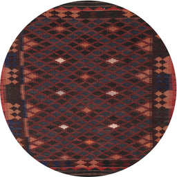 Round Machine Washable Contemporary Sepia Brown Rug, wshcon1685