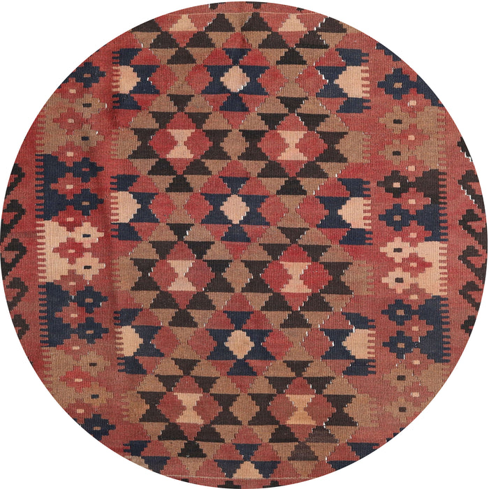 Round Machine Washable Contemporary Saffron Red Rug, wshcon1688