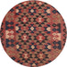 Round Contemporary Saffron Red Oriental Rug, con1688